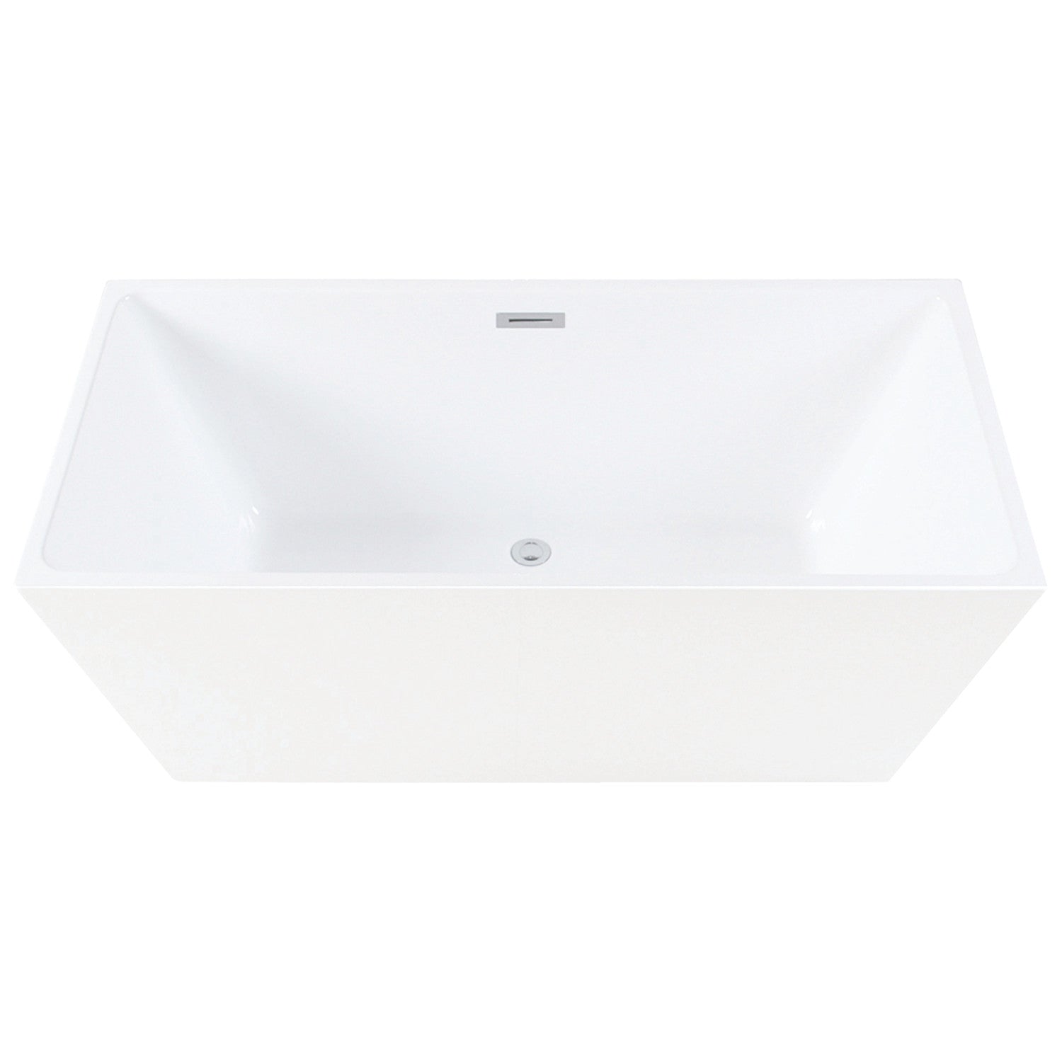 Aqua Eden 59-Inch Freestanding Acrylic Bathtub - Rectangular Double-Ended Soaking Tub with Drain, Glossy White for Luxury Bathroom & Spa Relaxation