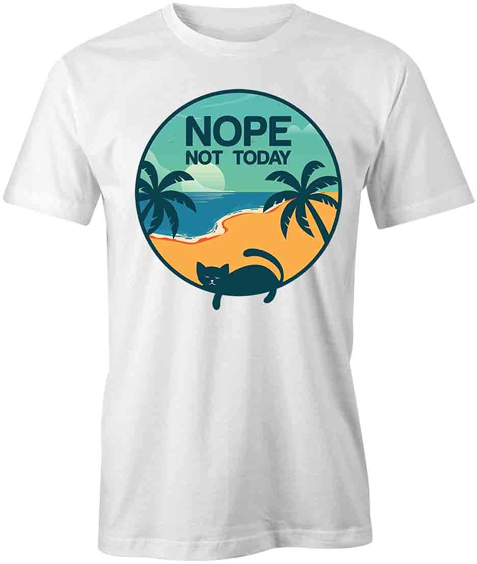 Funny Cat T-Shirt 'Nope Not Today' - White Printed Graphic Tee for Women & Men | Perfect for Casual Wear, Cat Lovers Gift, and Everyday Humor