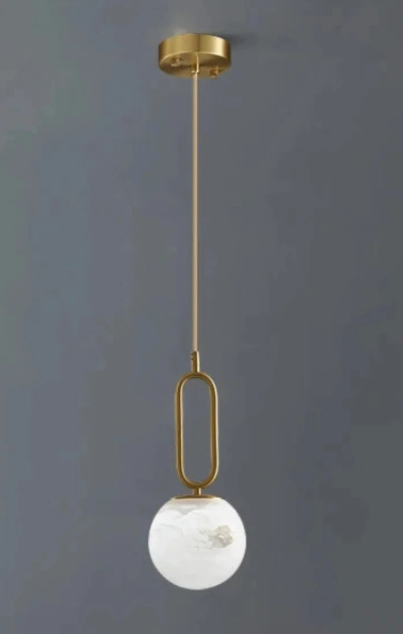 Orbit Glow Marble & Brass Pendant Light - Modern Ceiling Fixture for Dining Room, Kitchen Island, and Living Room Decor