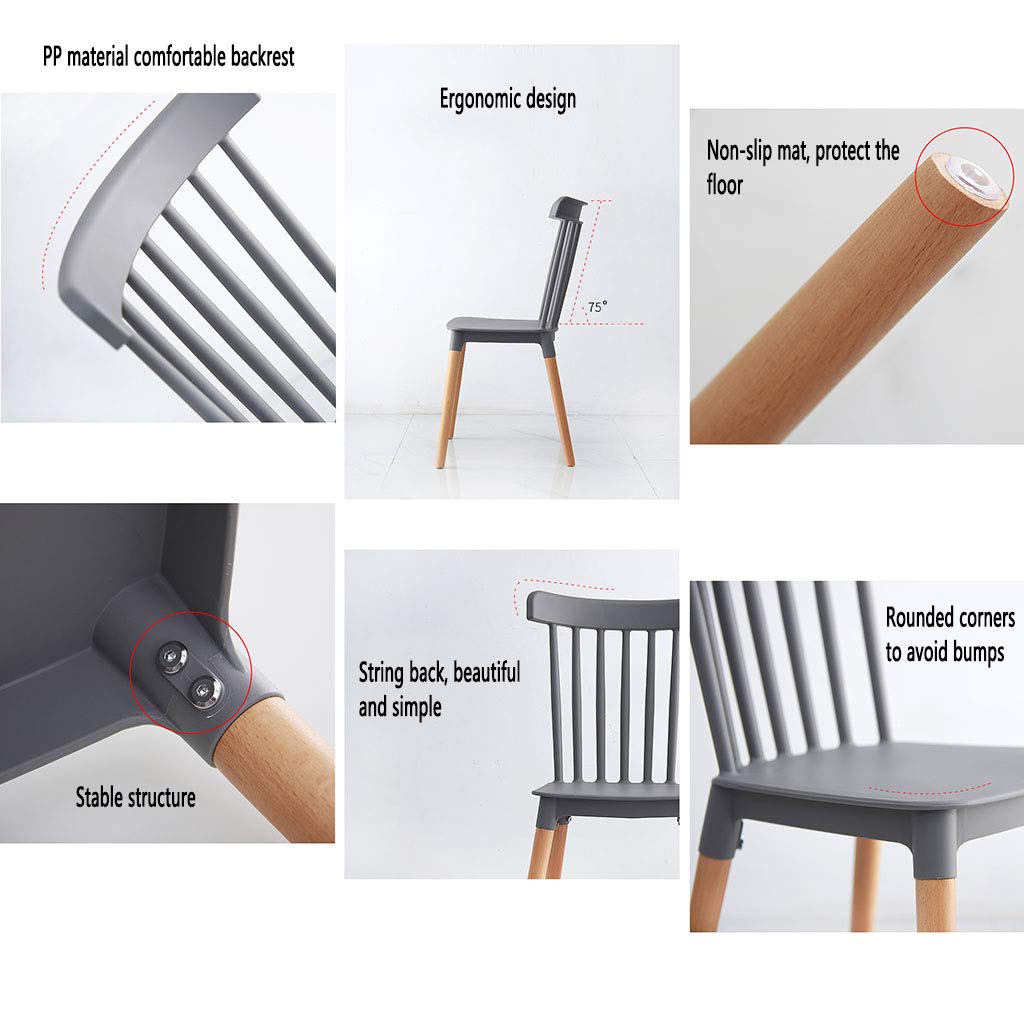 Nordic Windsor Chair - Modern Dining Chair with PP Seat & Oak Legs, Ergonomic Design for Restaurant, Office, Counter or Home Use - Perfect for Kitchen, Dining Room, Cafe and Workspace