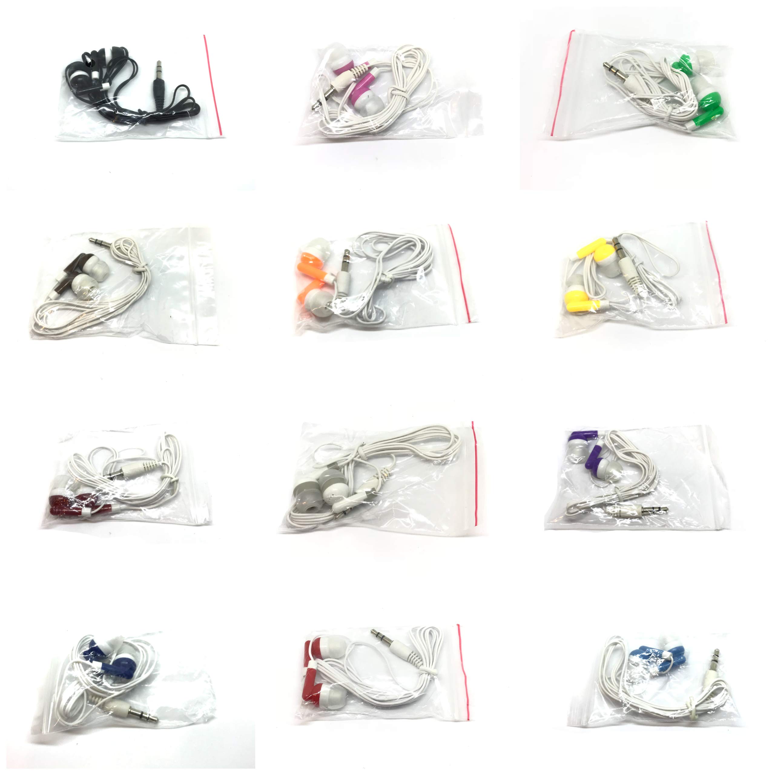 TFD Supplies Wholesale Bulk Earbuds Headphones 50 Pack - Mixed Colors in Durable Storage Tub | Perfect for Schools, Gyms, Events & Retail Resale