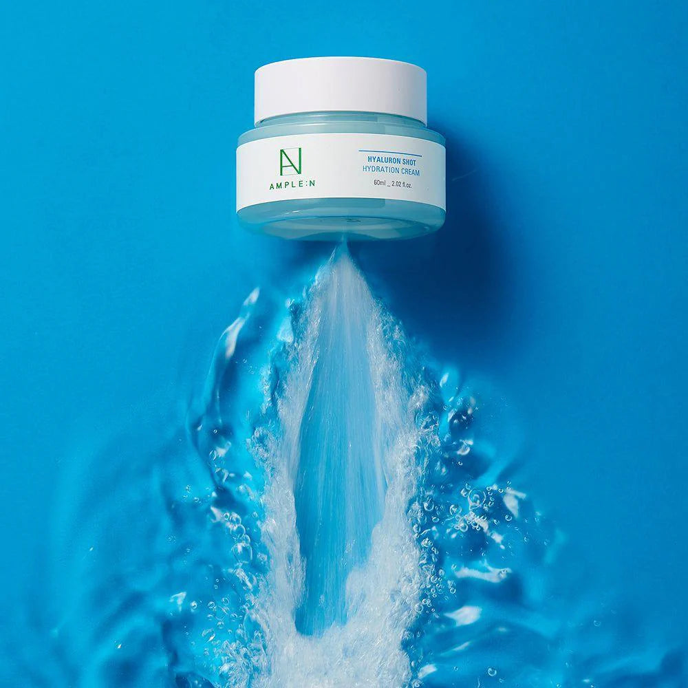 AMPLE:N Hyaluron Shot Hydration Cream 60ml - Intense Moisturizing Face Cream with Hyaluronic Acid for Dry Skin - Day & Night Hydrating Skincare for Women & Men