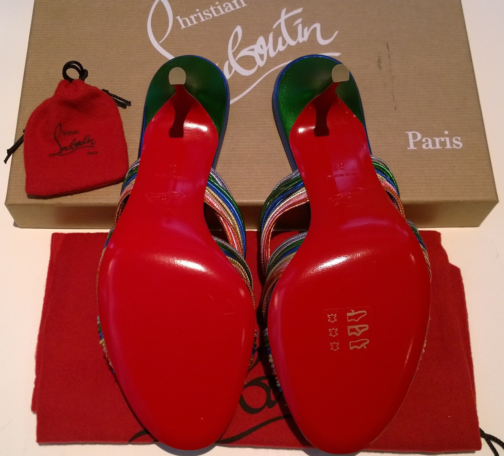 Christian Louboutin Multitaski 70 Metallic Multicolor Leather Mules Sandals for Women | Luxury Designer Slide Shoes | Perfect for Parties, Weddings & Summer Outfits
