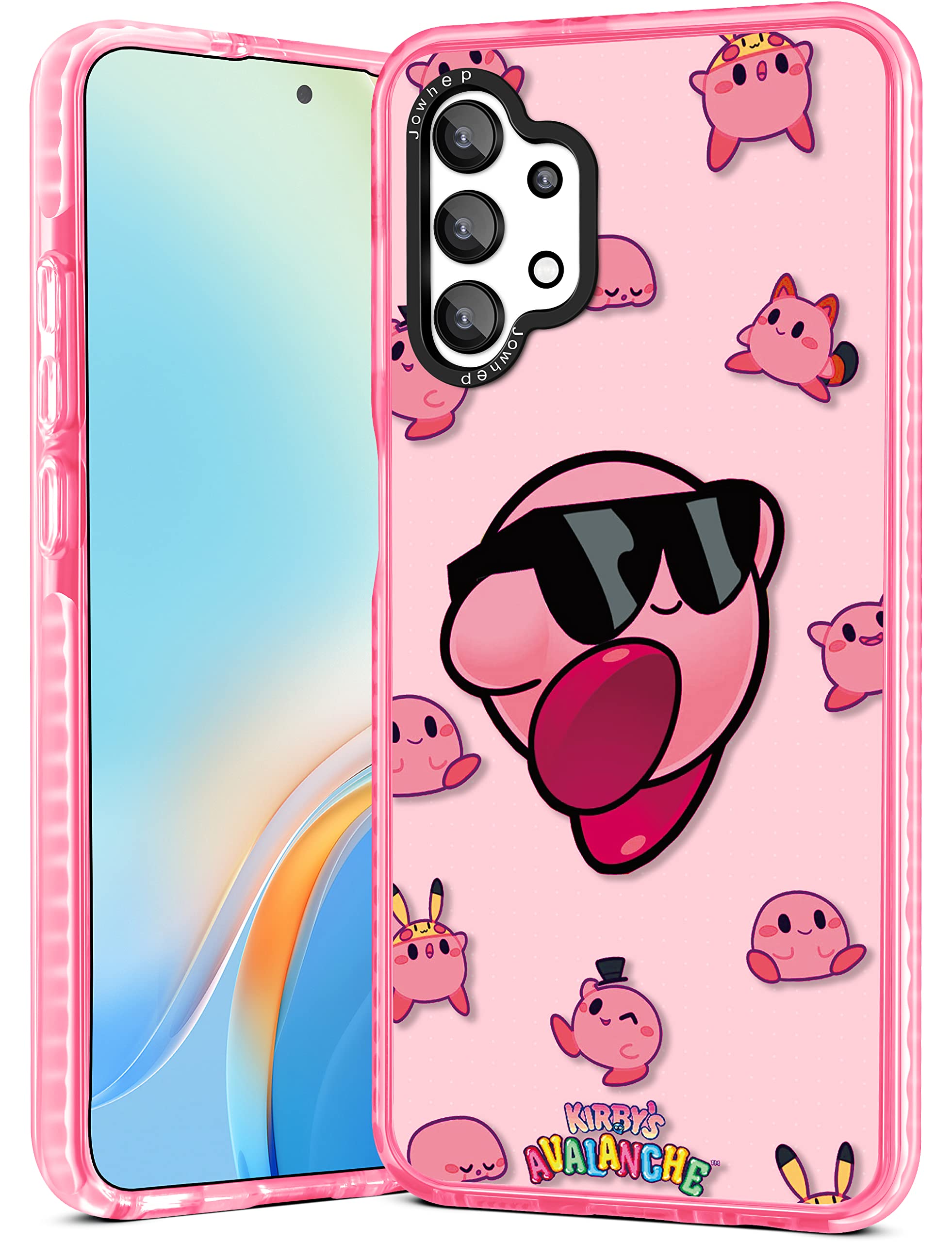 Cute Pink Kirby Cartoon Samsung Galaxy A13 Case - Shockproof Soft TPU Bumper Protective Phone Cover for Girls, Women & Kids - Kawaii Anime Fun Design - Perfect for Daily Use, School & Playtime