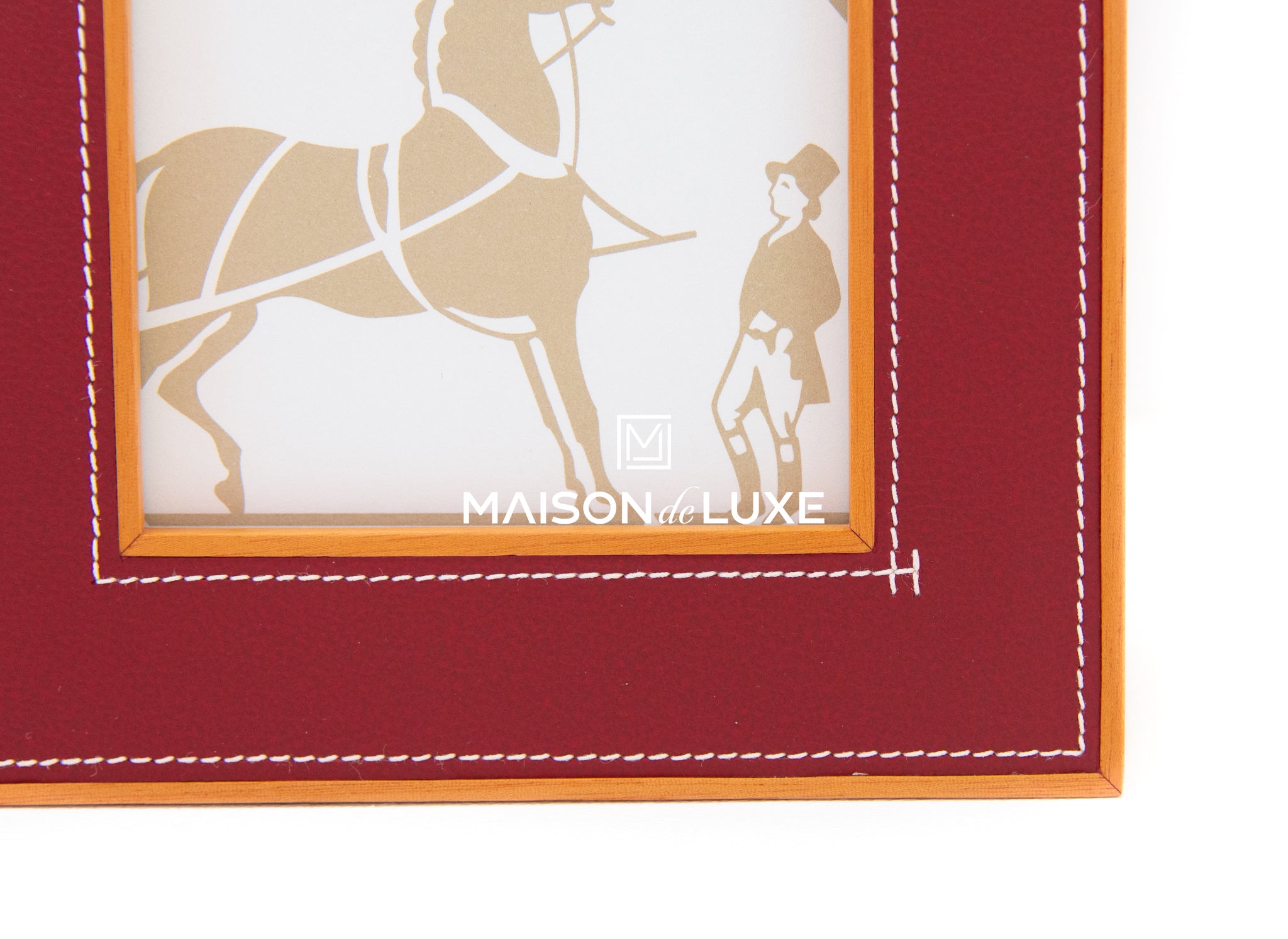 Hermes Classic Pleiade Rouge H Leather Photo Frame - Elegant Picture Display for Home Décor, Office Desk & Gift Giving