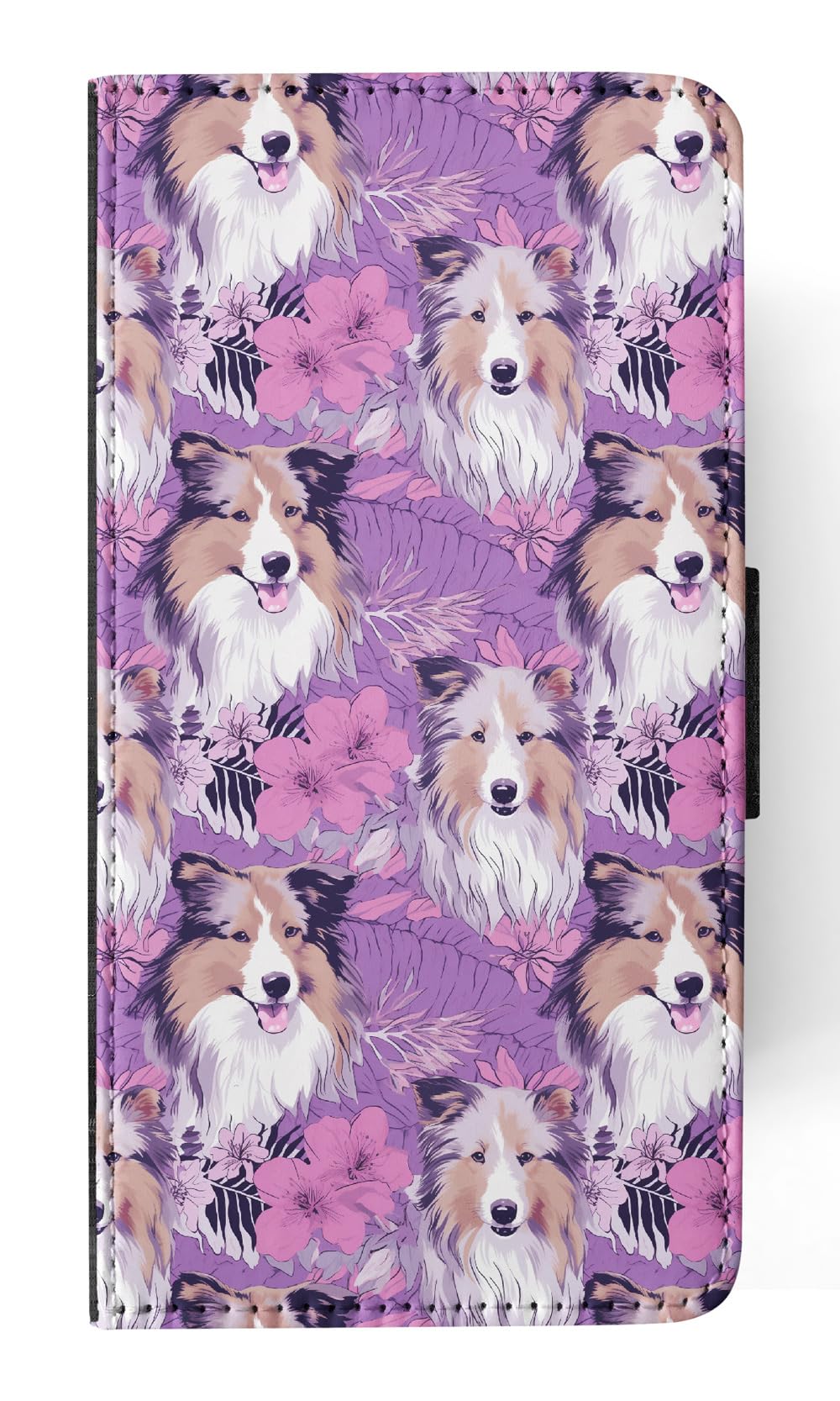 Shetland Sheepdog Puppy Dog Pattern Faux Leather Flip Wallet Phone Case for Apple iPhone 14 Pro - Perfect for Dog Lovers & Everyday Use