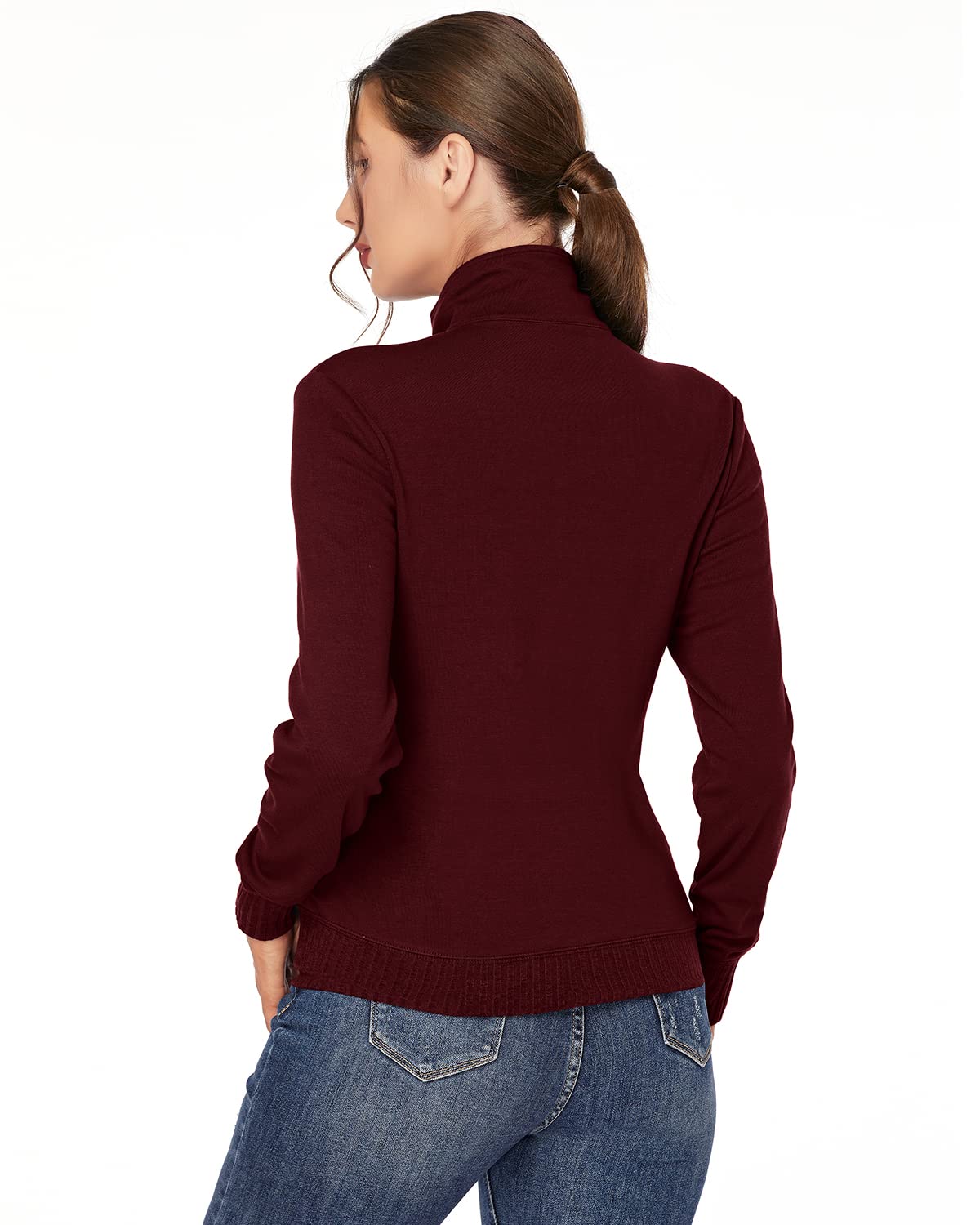 J.Corrine Women's Stand Collar Zip Up Sweatshirt Jacket - Long Sleeve Running Track Coat with Pockets - Navy Blue - Perfect for Jogging, Gym Workouts & Casual Outfits