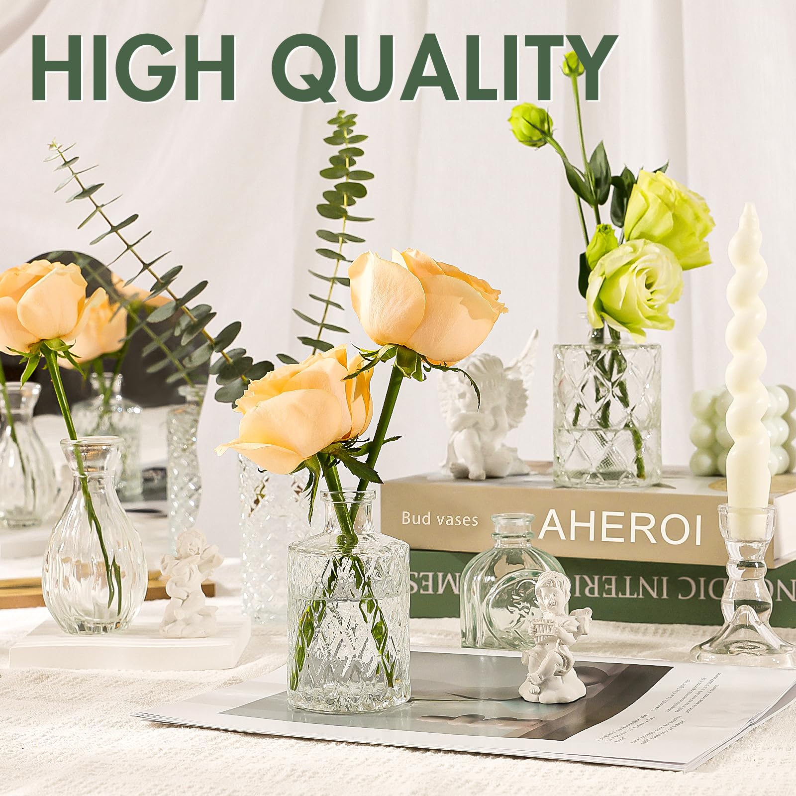 12 Pcs Mini Glass Bud Vase Set - Clear Small Flower Vases for Wedding Centerpieces, Table Decor | Perfect for Weddings, Home, Office & Party Decorations
