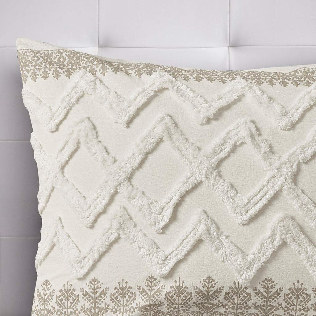 **INK+IVY Queen Comforter Set - Chic Chevron Chenille Tufting Boho Bedding, All-Season Lightweight Cotton Comforter with 2 Shams, Mila Taupe (3-Piece) - Perfect for Cozy Bedrooms & Boho Home Decor**
