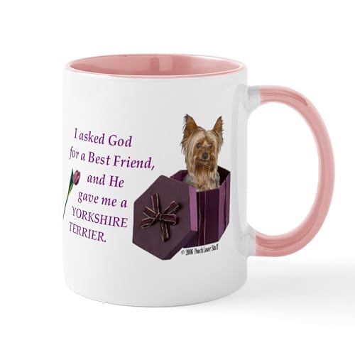 White/Pink Inside - God Gave Me A Yorkshire Terrier Mug ( Yorkie ) M