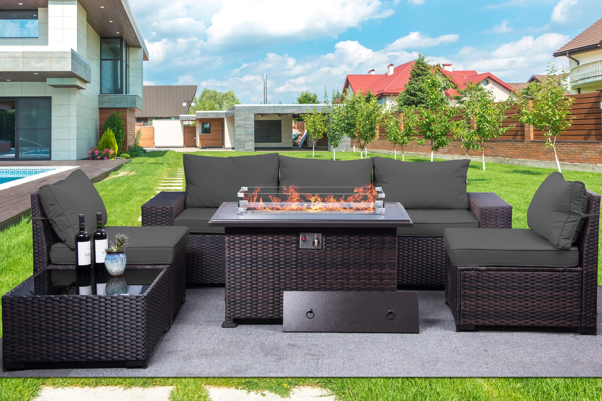 7-Piece Outdoor Patio Furniture Set with 43