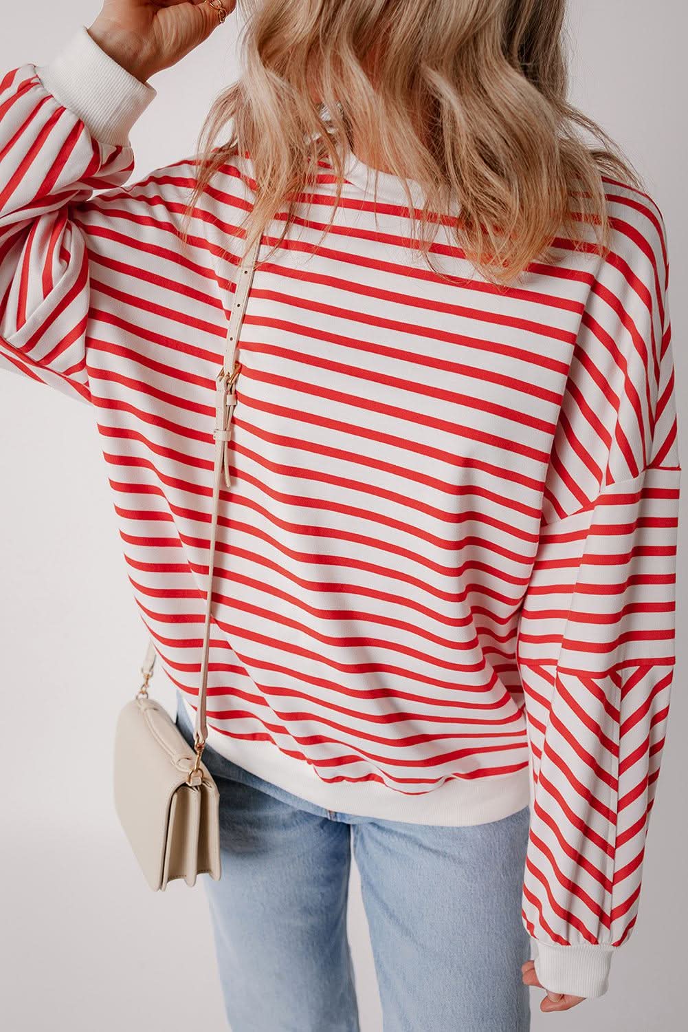 Stylish Orange Striped Oversized Sweatshirt for Women - Cozy & Trendy Pullover for Casual Wear, Loungewear & Street Style Fashion