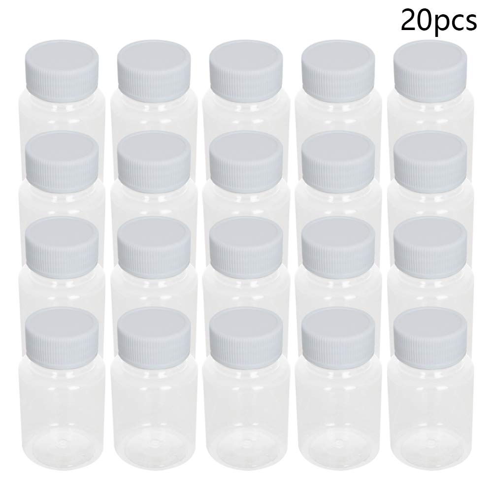 Othmro 20Pcs 80ml Plastic Lab Bottles - Wide Mouth Chemical Reagent Containers for Liquid & Solid Samples - Round Experiment Storage Bottles with Sealing Cap - Ideal for Laboratory, Science Class & DIY Projects