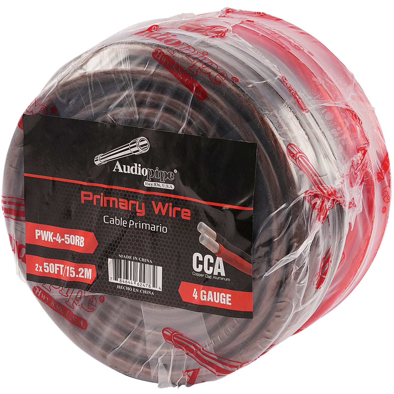 50Ft 4 Gauge Black and Red Primary Automotive Wire (PWK 4 50RB) - Perfect for Car Audio, Battery Cables, and Electrical Wiring Projects