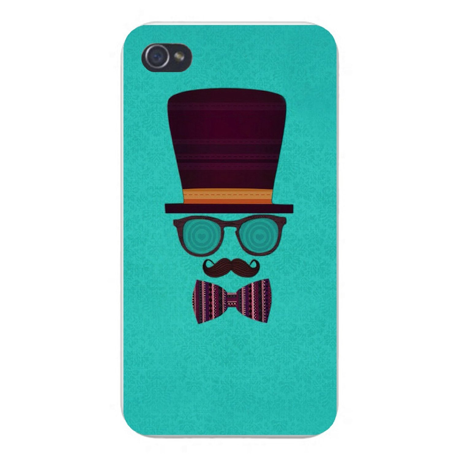 Custom iPhone 5/5s/SE Snap-on Case with Top Hat, Glasses, Mustache & Bow Tie - Fun Accessory for Parties, Cosplay & Unique Style Expression
