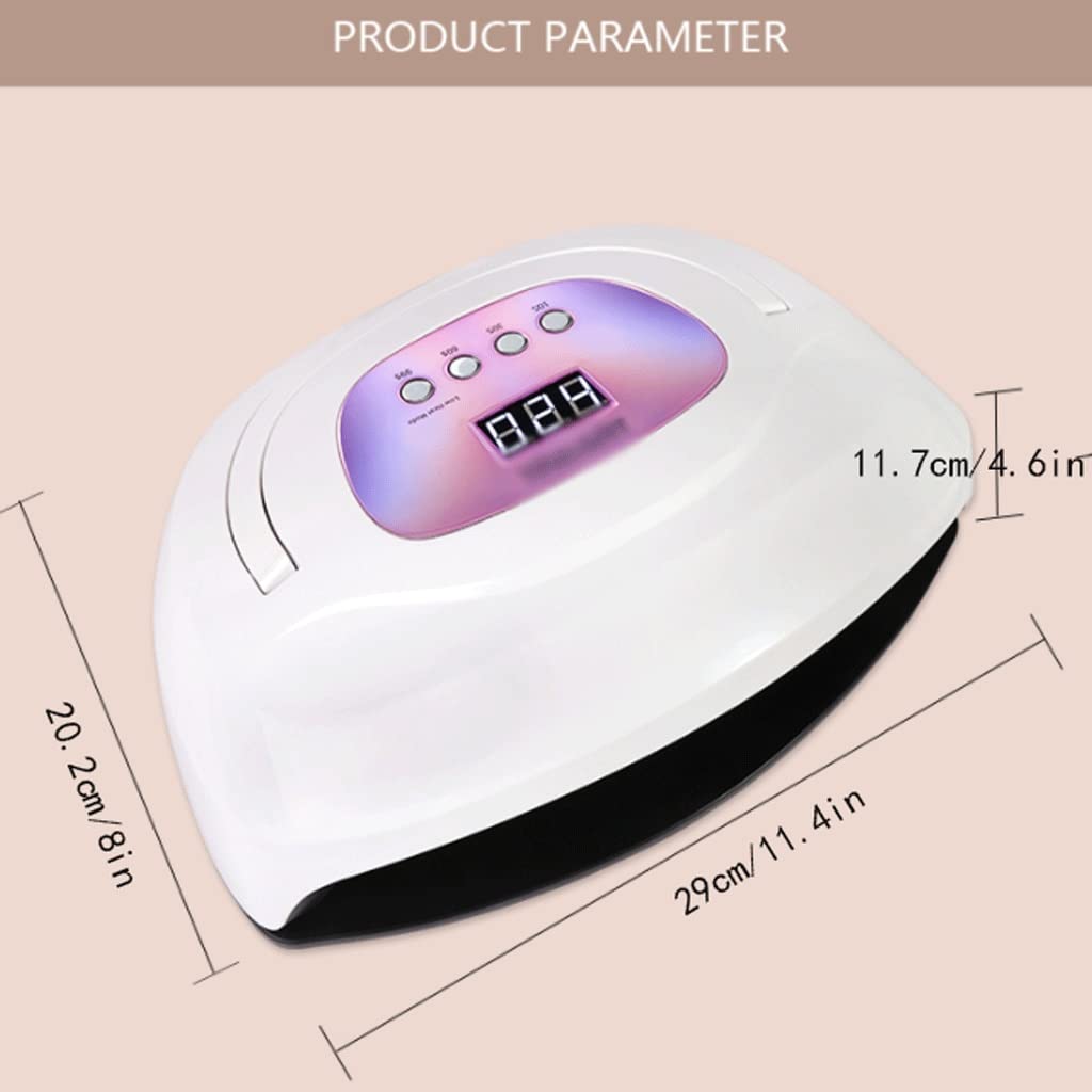 220W Professional UV LED Nail Lamp - Large Two-Handed Nail Dryer with Auto Sensor for Fast Curing Gel Polish | Perfect for Home & Salon Nail Care | White