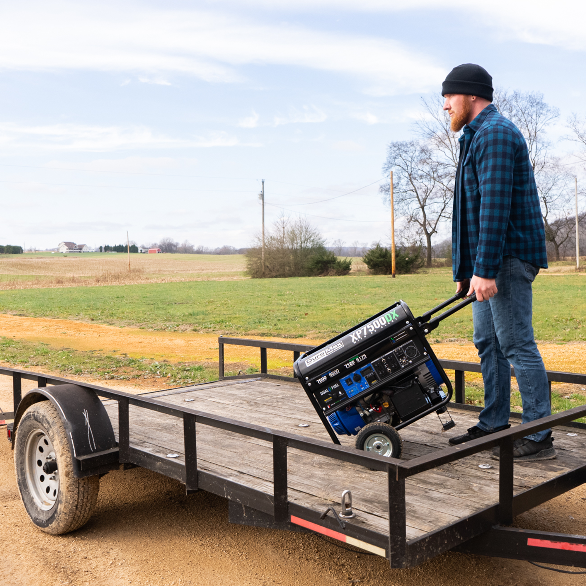 7,500 Watt Dual Fuel Portable Generator with CO Alert - Reliable Backup Power for Home, Camping & Outdoor Emergencies