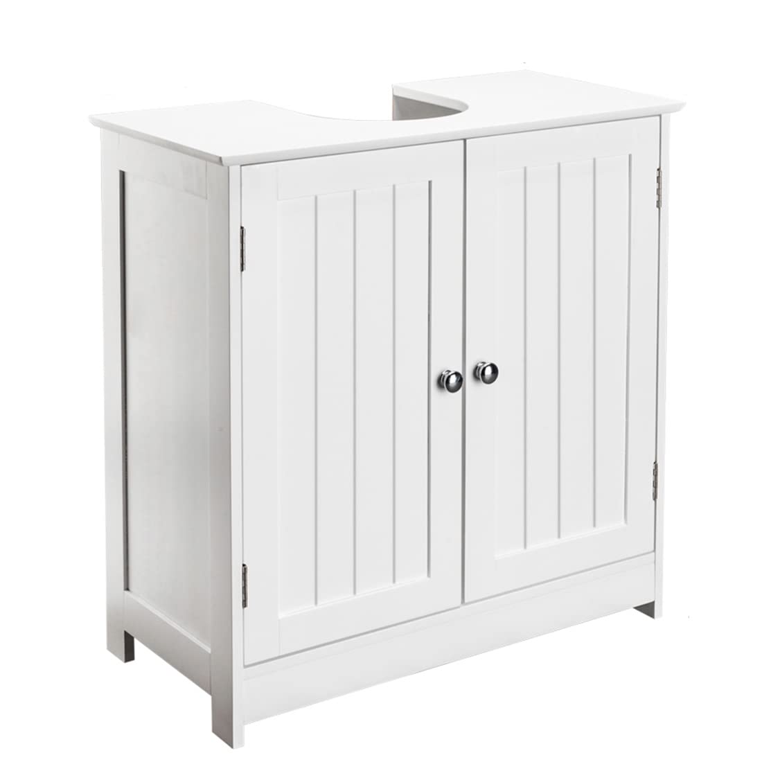 White Bathroom Storage Cabinet with 2 Doors - Under Sink Organizer with Internal Shelf, Space Saving Pedestal Sink Cabinet for Bathroom Organization (Perfect for Small Bathrooms, Apartments & Vanity Storage)