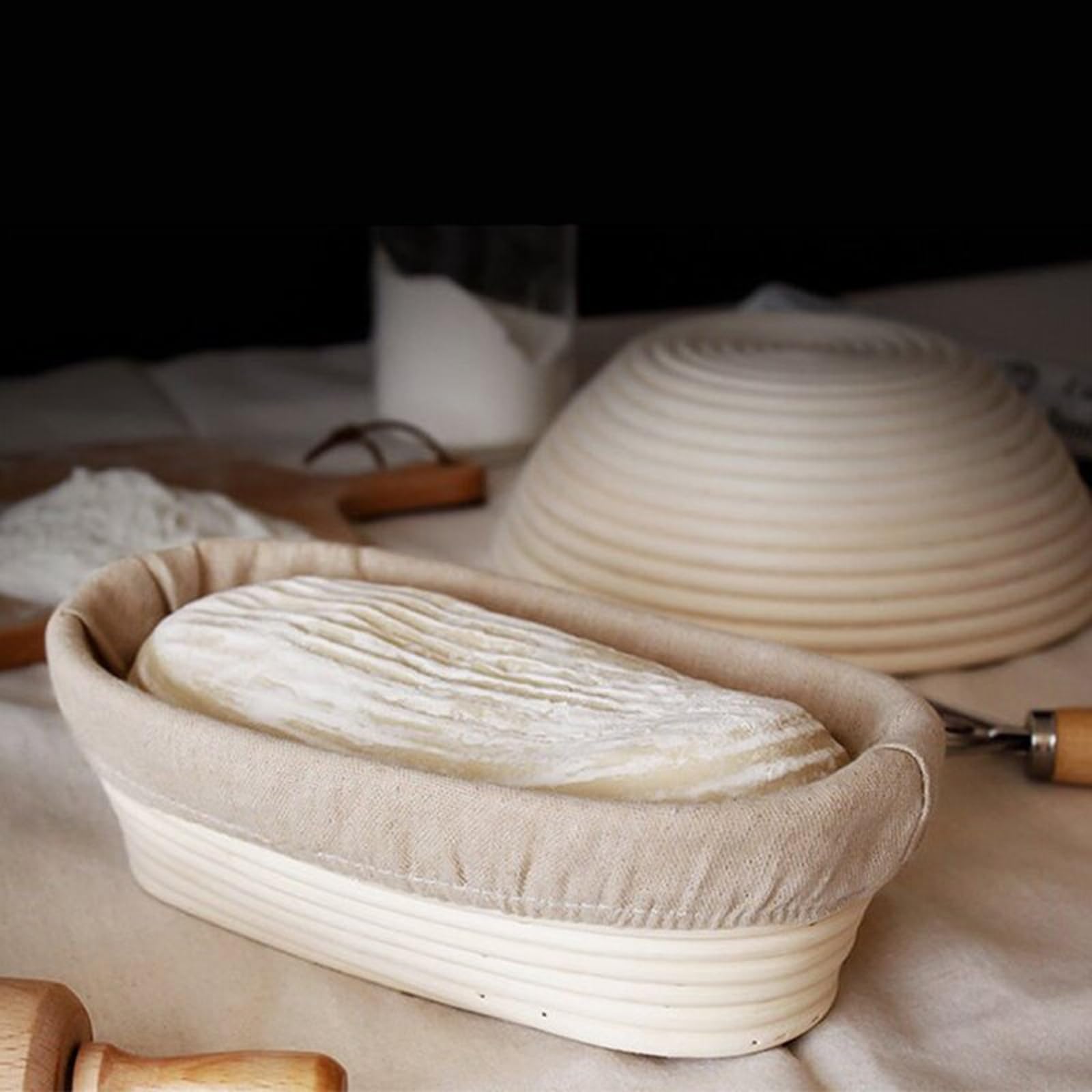 10 Inch Oval Banneton Bread Proofing Basket with Liner - Professional & Home Sourdough Baking Supplies for Artisan Bread Making | Perfect for Sourdough, Ciabatta & Rustic Loaves