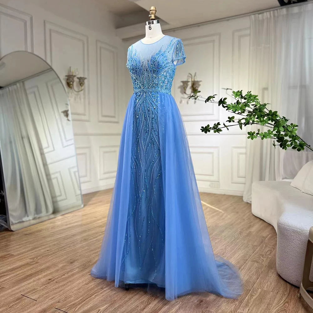 Elegant Green Mermaid Evening Dress with Beaded Overskirt - Luxury Dubai Wedding Gown for Women | Perfect for 2025 Wedding Parties, Prom & Formal Events - Style LA72241