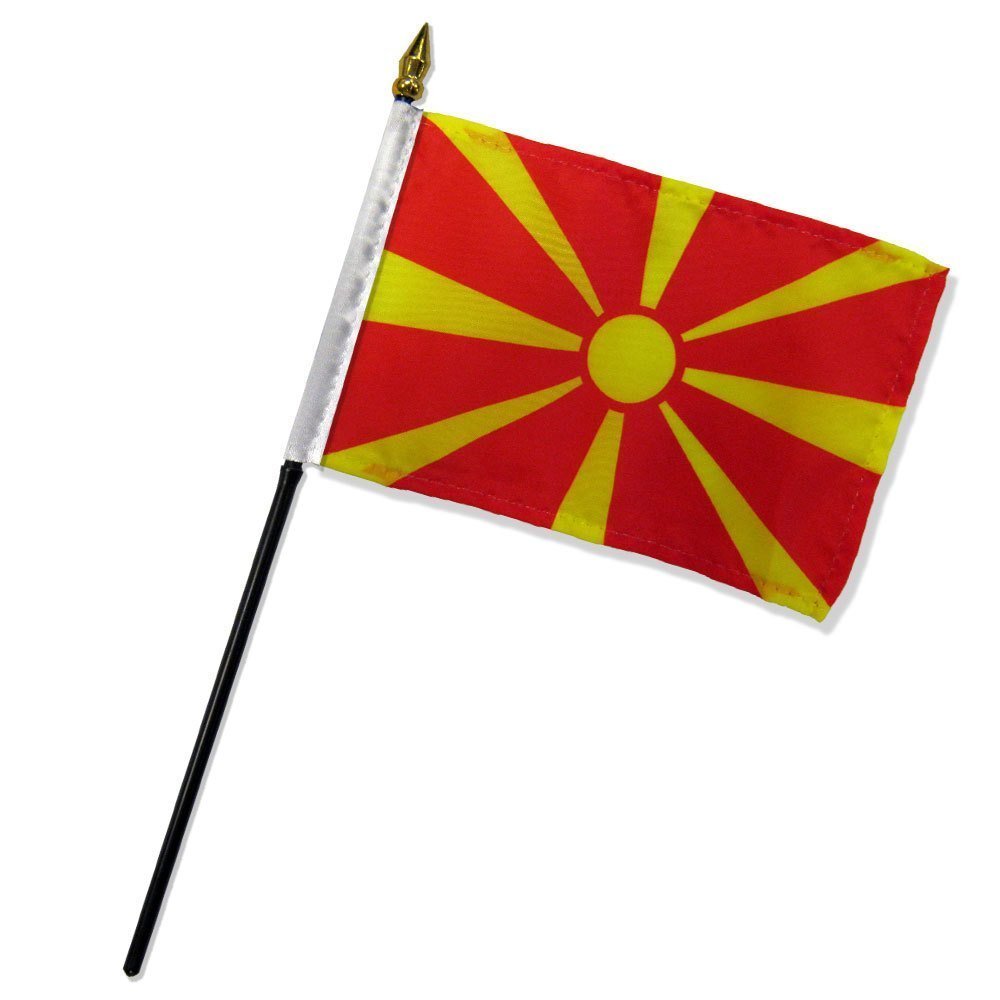 Macedonia 4x6 Inch Mini Desk Stick Flag - No Base Included - Perfect for Office Decor, International Events & Patriotic Displays