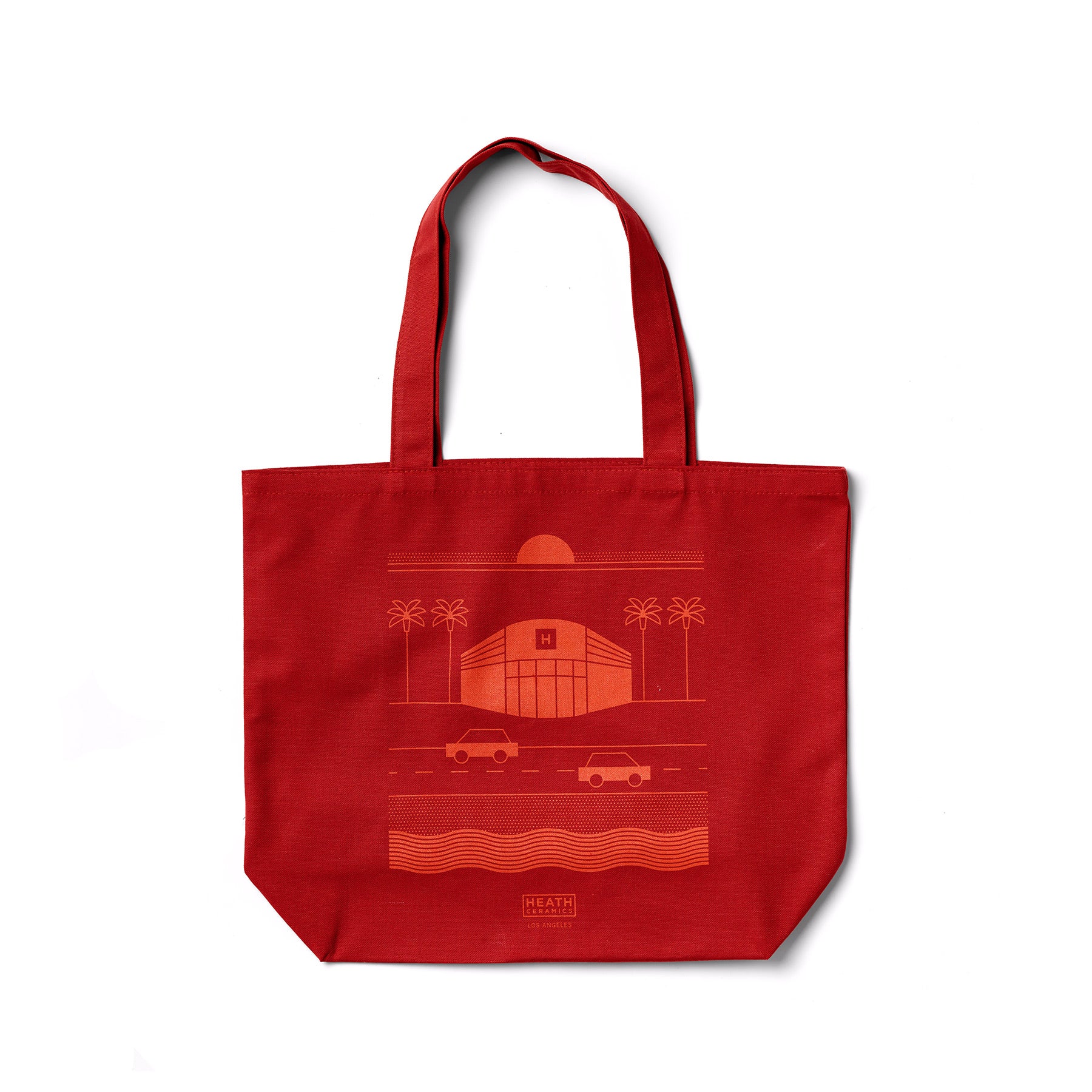 Stylish Los Angeles Tote Bag in Vibrant Red Orange - Perfect for Beach, Shopping & Daily Use
