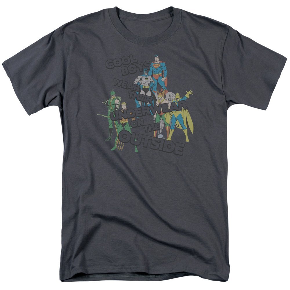 DC Comics Superhero Underwear Over Pants Adult Graphic T-Shirt - Perfect for Cosplay, Comic Con & Superhero Theme Parties