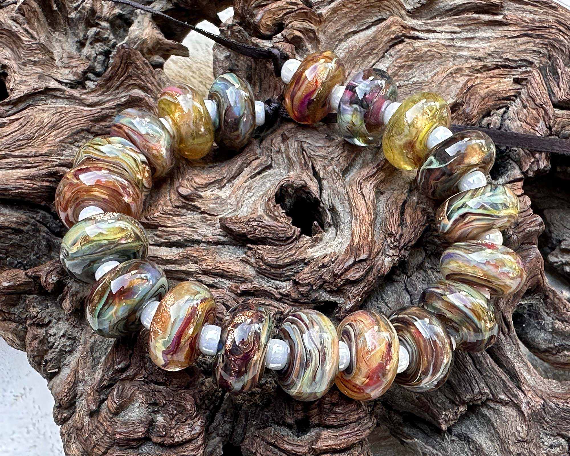 19 Fall Mix Lampwork Beads - Handmade Glass Beads for Jewelry Making, DIY Crafts, and Beading Projects - Perfect for Necklaces, Bracelets, and Earrings