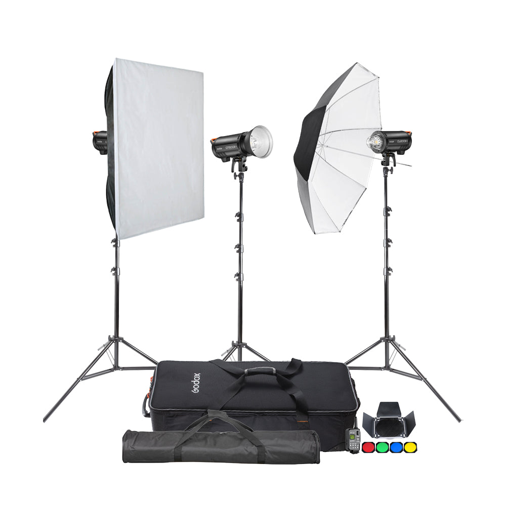 QT600IIIM Portable Triple Strobe Light Kit for Studio Photography - Perfect for Portrait, Product, and Fashion Shoots
