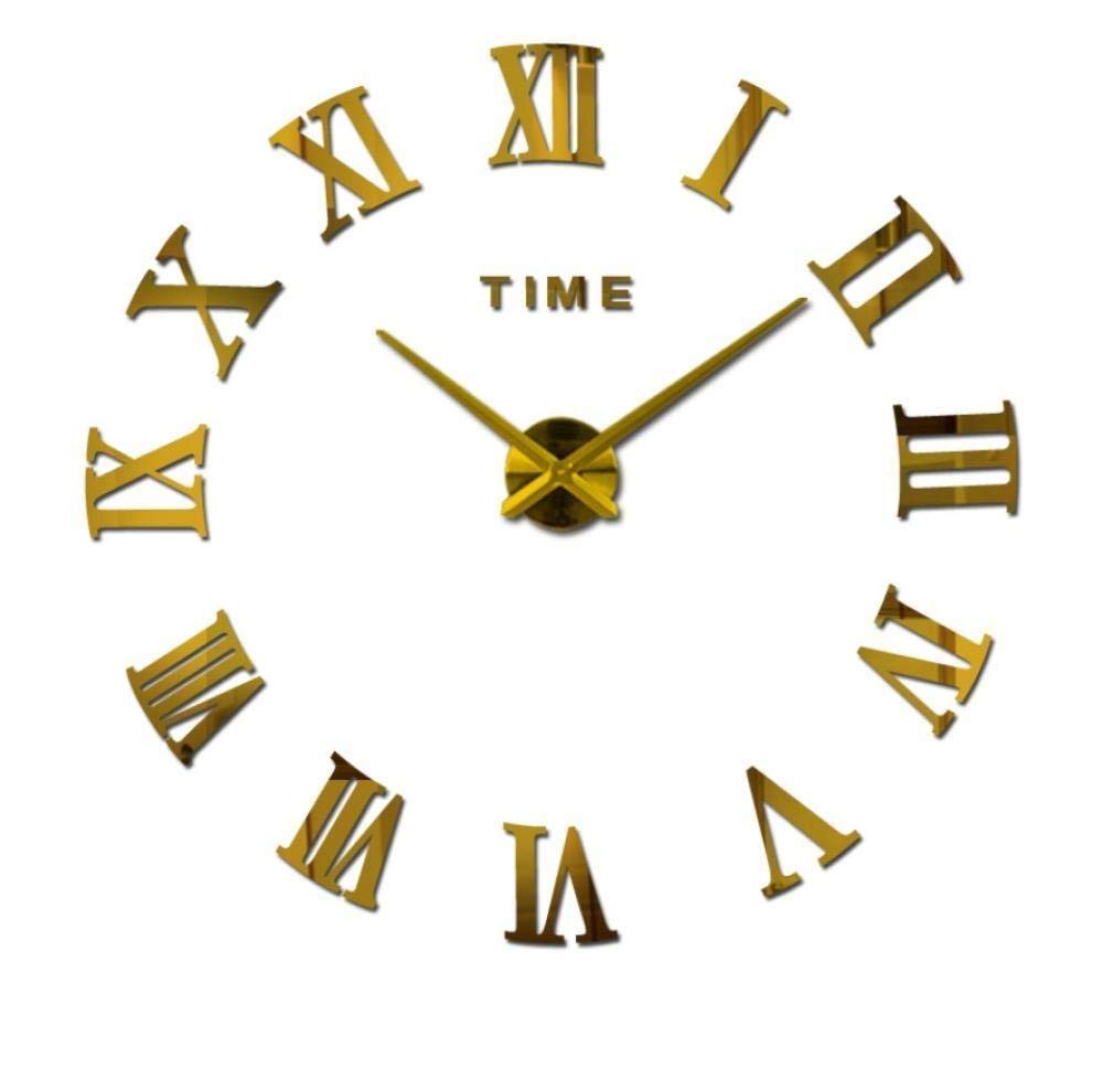 DIY Modern Wall Clock - Large Silver Mirror Effect Quartz Clock for Home, Balcony & Courtyard Decoration | Silent Non-Ticking Alarm Clock | Perfect for Living Room, Bedroom & Office Decor