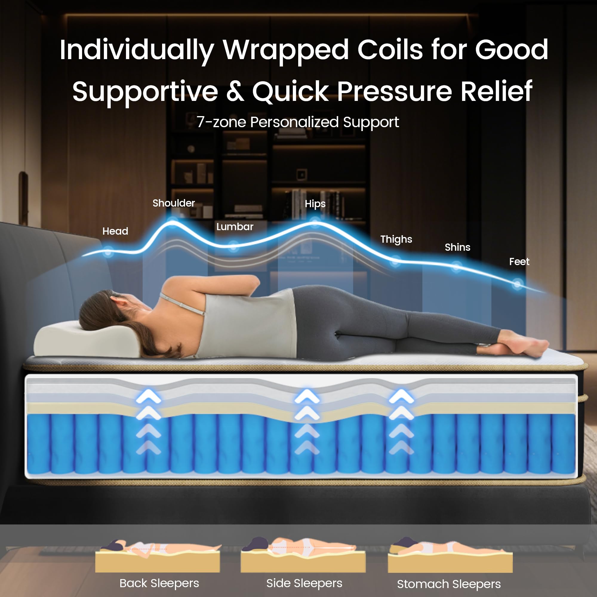 10 Inch Full Size Gel Memory Foam Hybrid Mattress in a Box - Medium Plush with Pocket Springs for Pressure & Pain Relief - CertiPUR-US Certified - Perfect for Bedrooms, Guest Rooms & Dorm Rooms