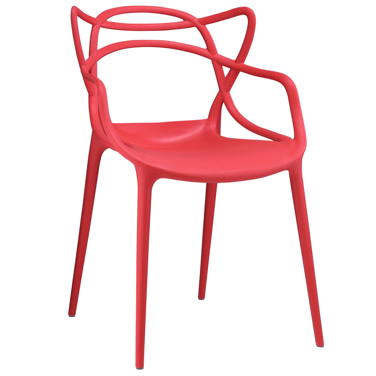 Modway Entangled Modern Molded Plastic Dining Chair - Red, Fully Assembled - Perfect for Kitchen, Dining Room & Outdoor Patio