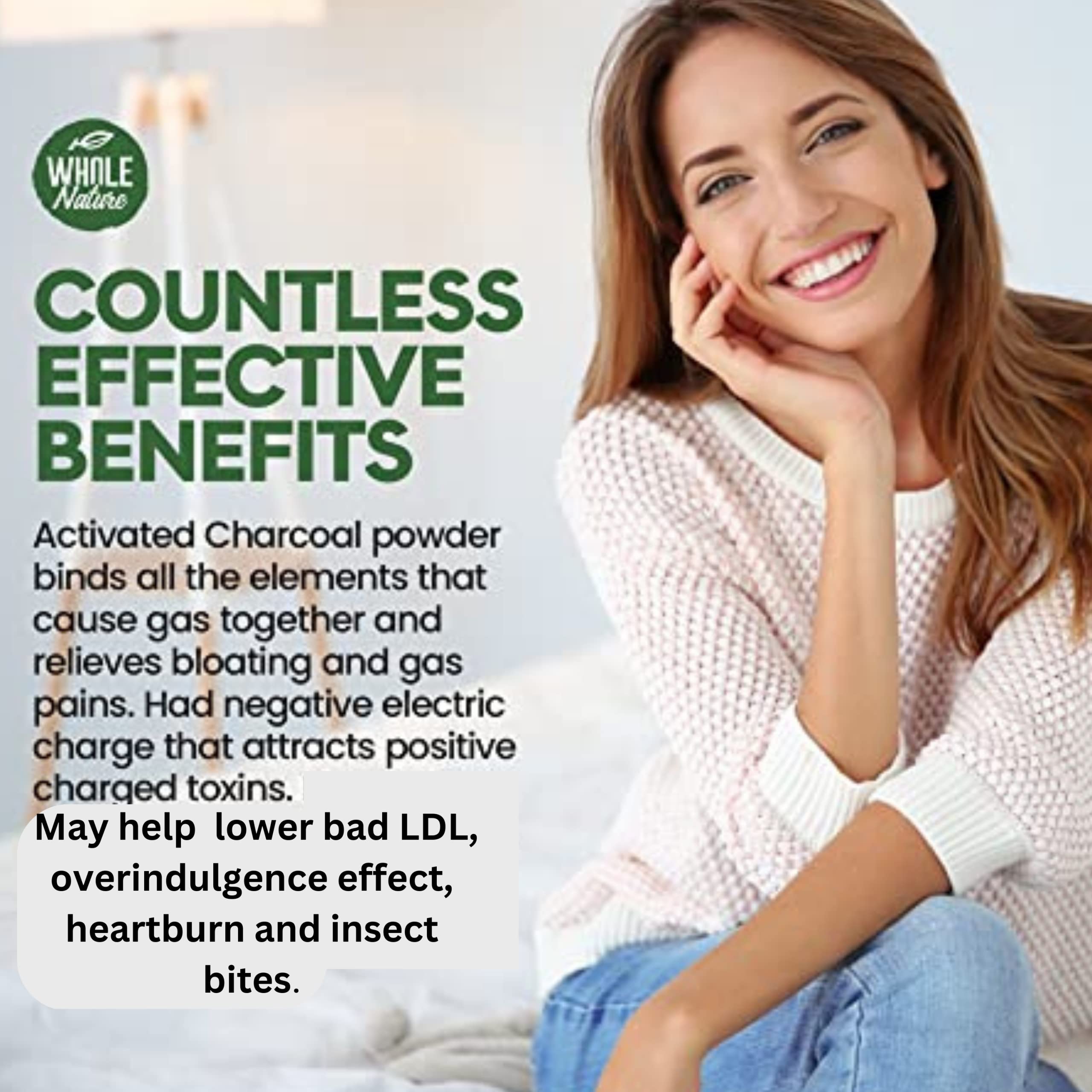Pure Coconut Activated Charcoal Capsules - 180 Count | Natural Teeth Whitening, Bloating Relief & Body Detox | Non-GMO, Gluten Free, Vegan Supplement | Perfect for Daily Cleansing & Digestive Support