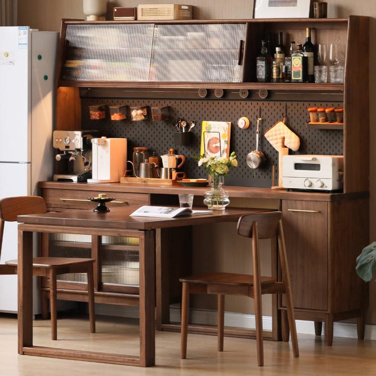 Premium Black Walnut Multi-Function Storage Sideboard - Modern Entryway Console Table with Drawers & Shelves - Perfect for Living Room, Dining Room, or Hallway Organization