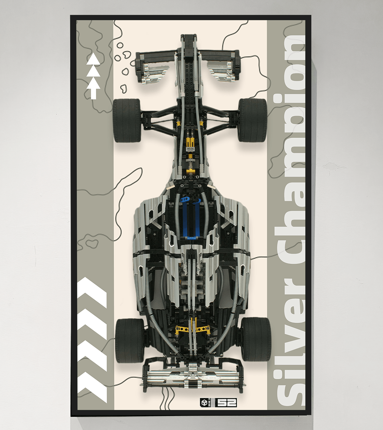 LEGO Technic Silver Champion 8458 Wall Display Frame - Premium Showcase for LEGO Car Models - Perfect for Home Office Decor & LEGO Enthusiast Collections