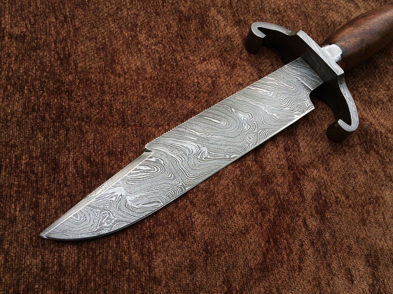SUFI Custom Handmade Damascus Steel Bart Moore Bowie Knife - Premium Hunting & Outdoor Survival Tool - Perfect Birthday Gift for Men & Collectors - Historical Replica Knife for Camping, Bushcraft & Display