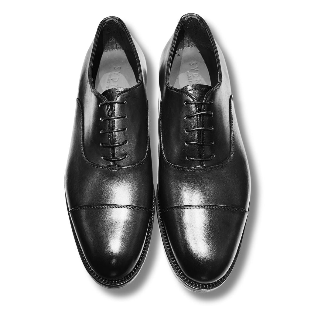Premium Italian Leather Cap Toe Dress Shoes for Men - Handcrafted in Italy - Perfect for Business, Weddings & Formal Occasions