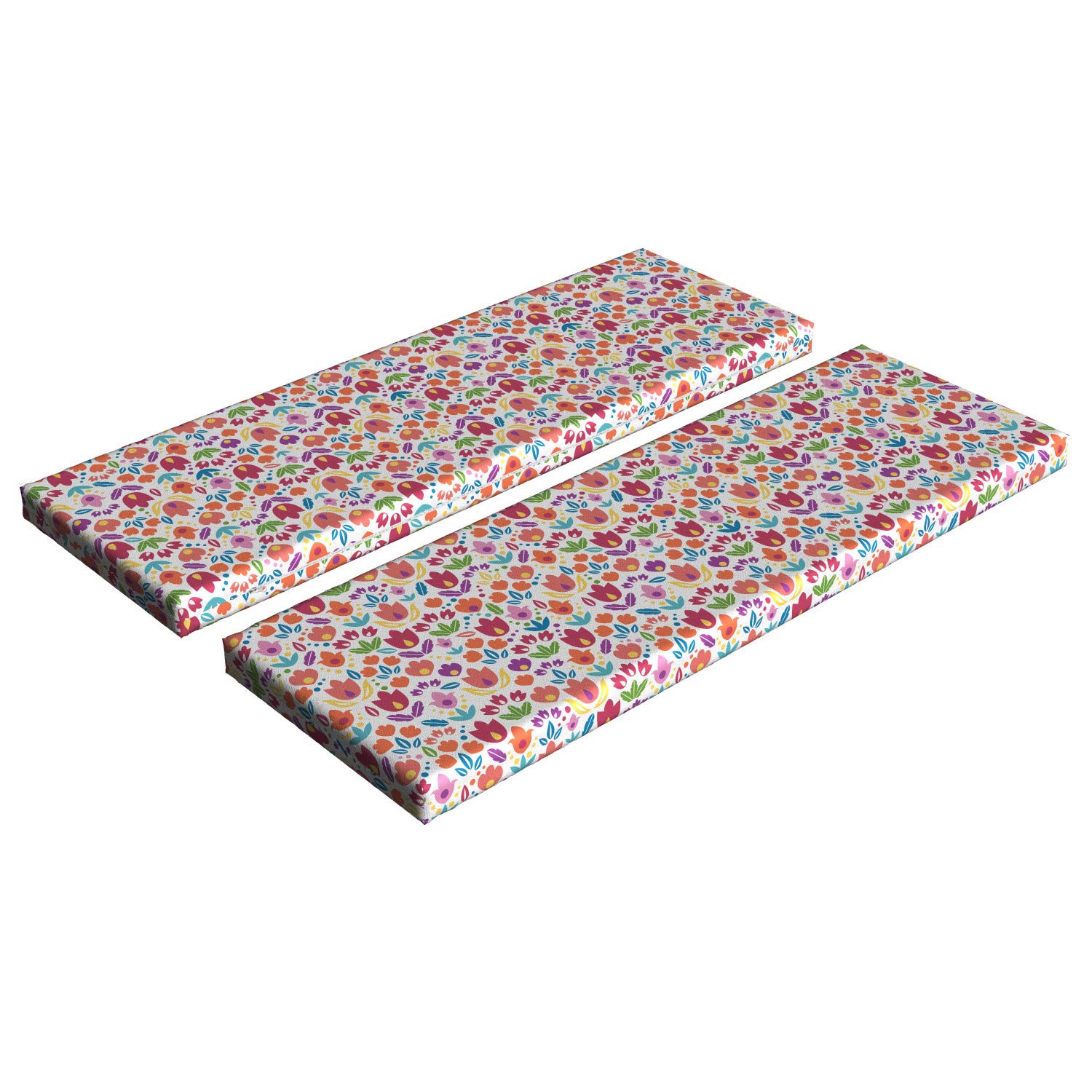Ambesonne Dutch Bench Cushion Set of 2 - Blooming Tulips Country Floral Design, Standard Size 45