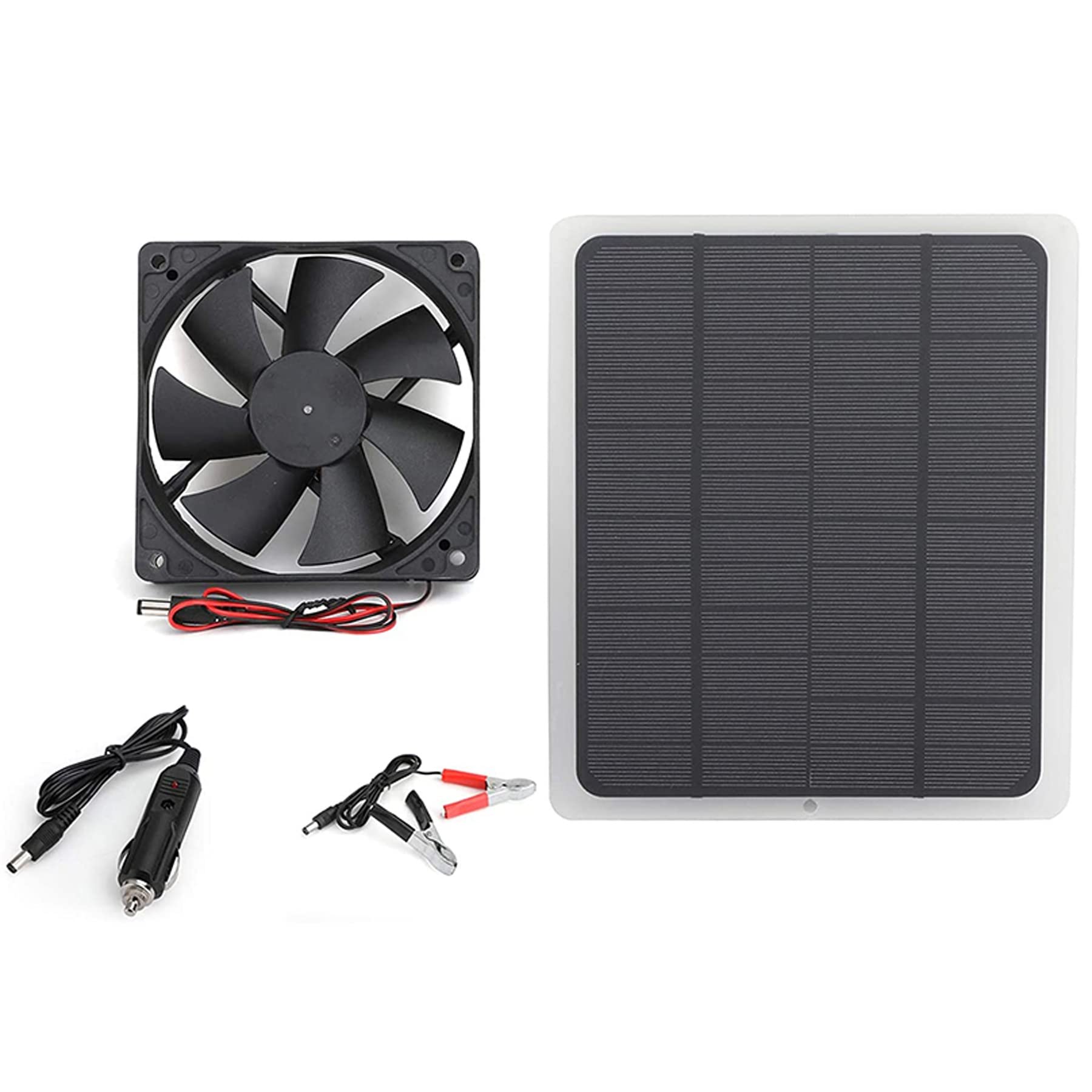 10W 12V Solar Panel Booster Fan Kit - USB Solar Mini Exhaust Fan for Outdoor Use in Chicken Coops, Greenhouses, Dog Houses & Sheds - Black 10W Solar Ventilation Fan for Pet Houses & Window Cooling - Perfect for Summer Heat Relief & Air Circulation