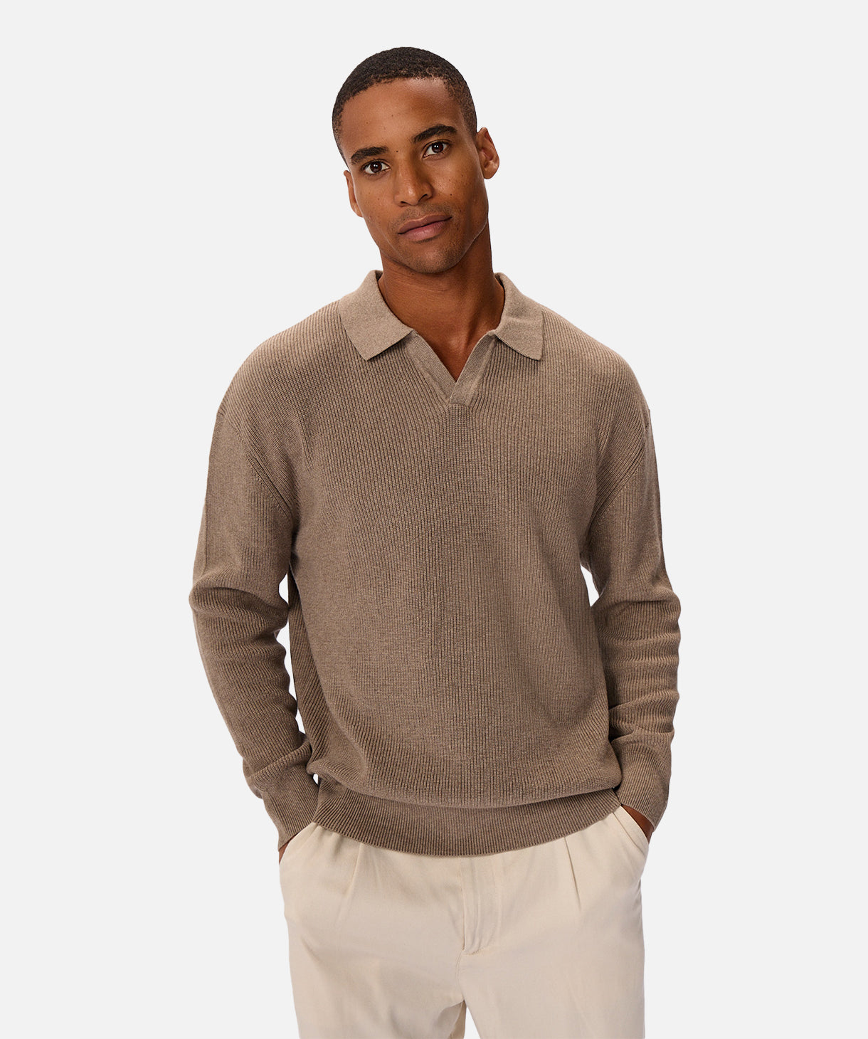 Premium New England Polo Knit Shirt for Men - Classic Walnut Brown Color - Perfect for Casual Wear, Office & Outdoor Activities