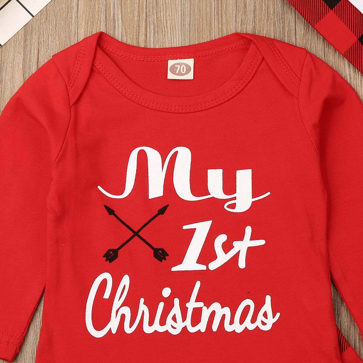 Adorable 3-Piece Christmas Outfit for Newborn Baby Girls & Boys - Long Sleeve Romper, Pants & Hat Set | Perfect for Holiday Photos, Family Gatherings & First Christmas Celebrations