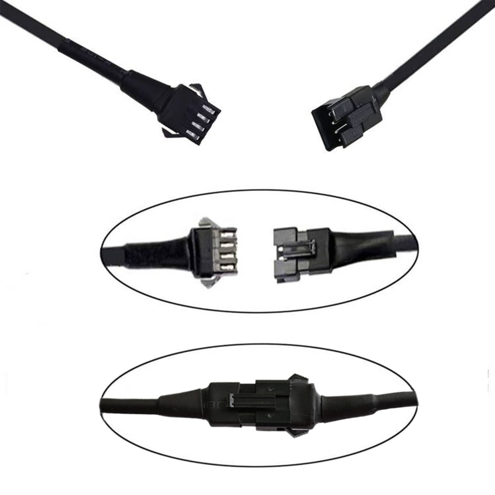 2PCS 24in + 2PCS 36in + 2PCS 48in RGB LED Extension Cables for Motorcycle LED Strip Lights & Rock Lights - Waterproof Flexible Wiring Kit for Custom Underglow, Interior Accent Lighting & Off-Road Vehicle Decoration