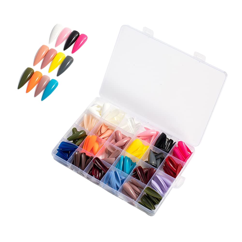 GSHLLO 480 Pcs Acrylic Ballerina Nails - Colorful Press on Nails, Full Cover Fake Nails with Nail Tips for DIY Nail Art - Perfect for Parties, Weddings, and Special Occasions