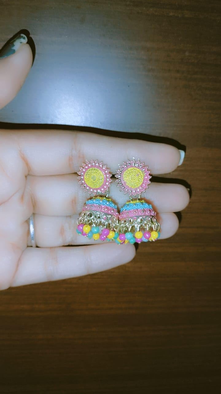 Vibrant Sunflower Multicolor Jhumka Earrings for Women & Girls | Boho Ethnic Jewelry for Parties, Weddings & Festive Occasions