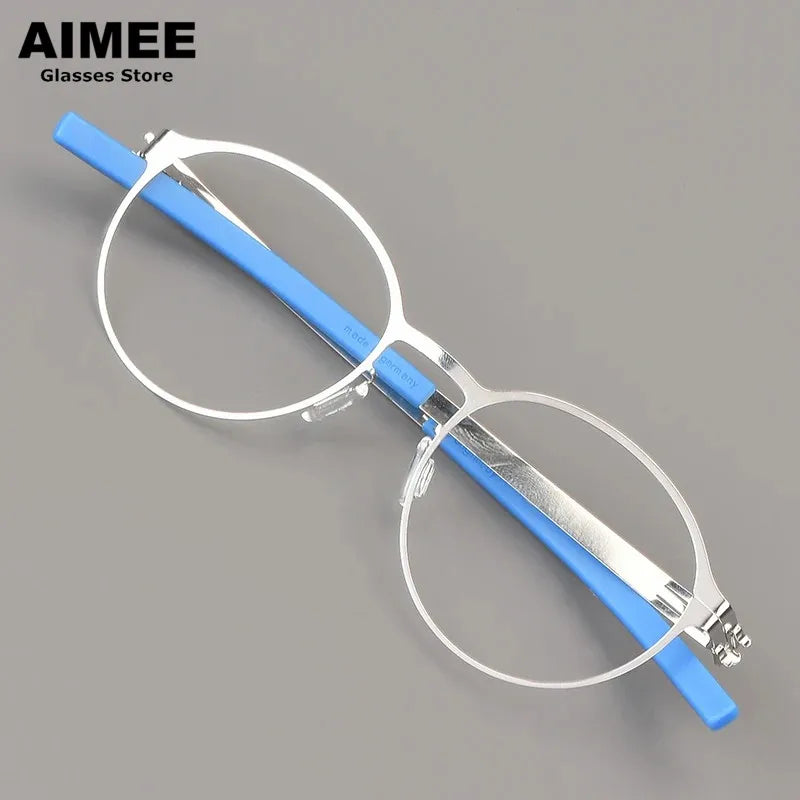 Aimee Women's Full Rim Oval Round Screwless Steel Eyeglasses Frame 1178 - Lightweight & Durable Eyewear for Work, Reading & Fashion Accessories