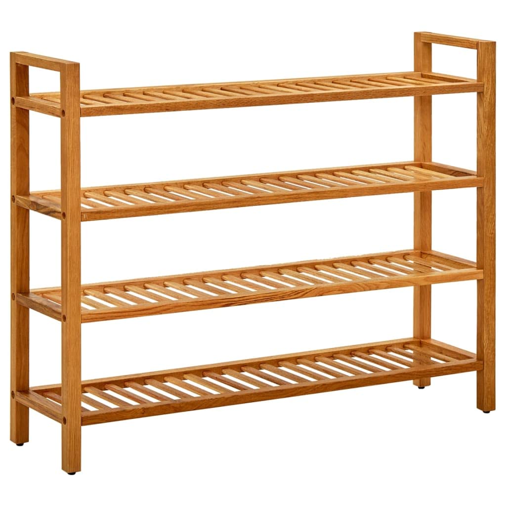 Solid Oak Wood Shoe Rack with 4 Shelves - 39.3