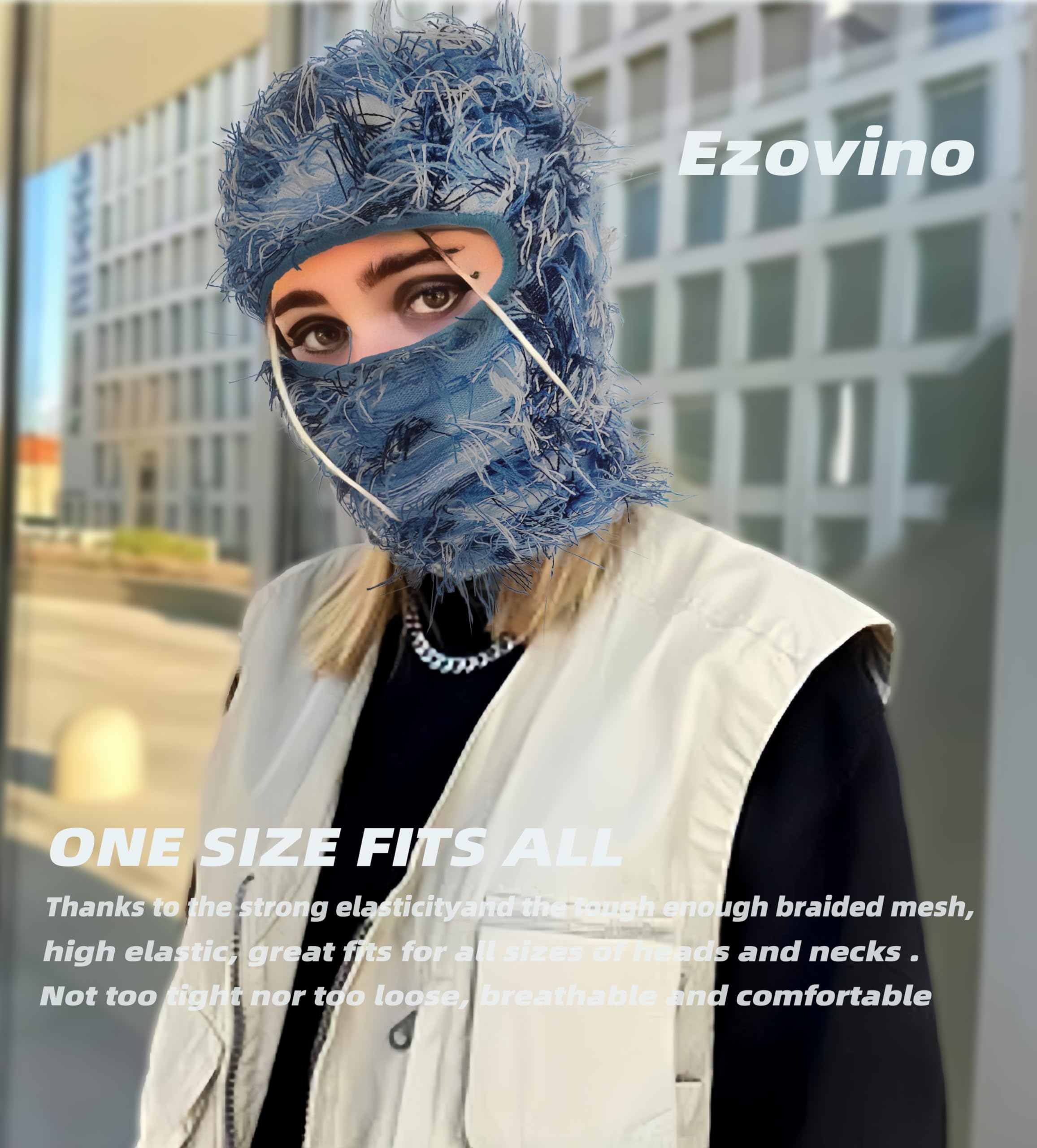 Distressed Knitted Balaclava Ski Mask - Full Face Cover for Men & Women - Perfect for Skiing, Snowboarding & Winter Sports
