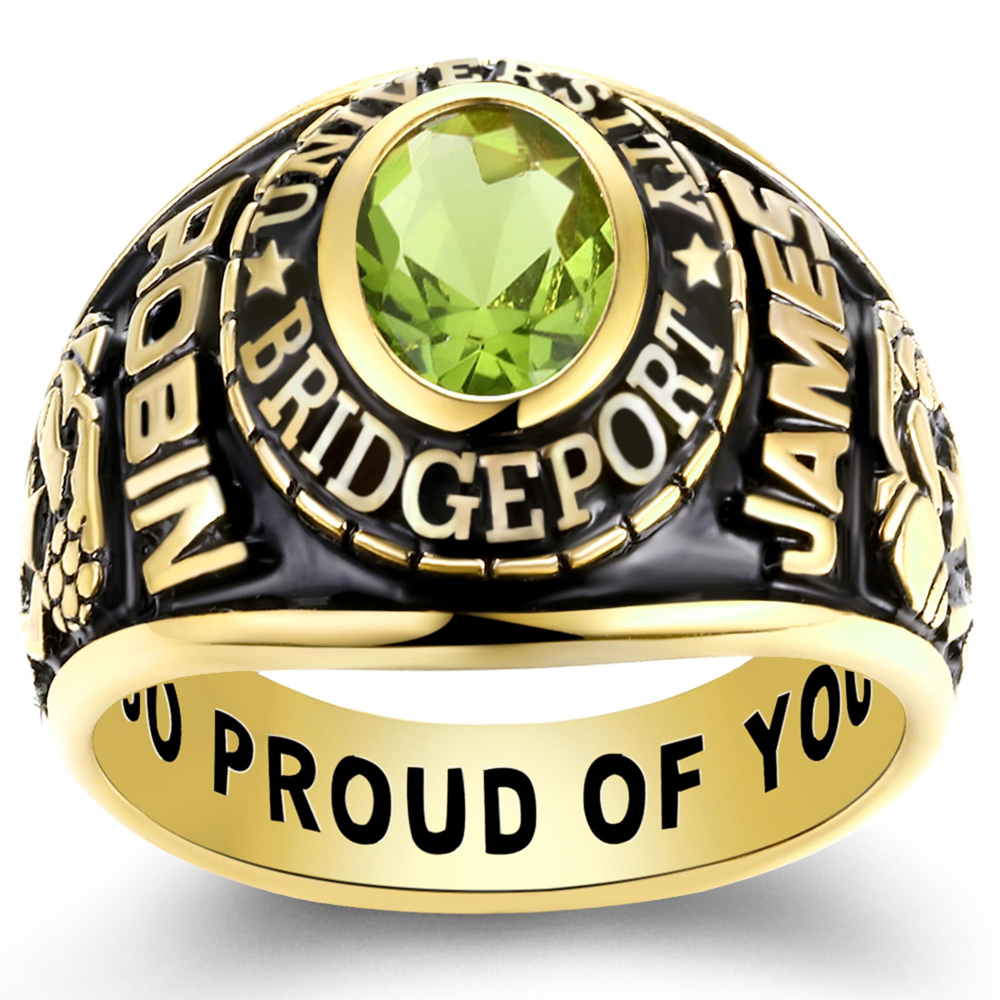 **Personalized Class Rings for Men & Women - Custom High School Graduation Rings in 10KT Gold, Sterling Silver with Birthstone - Sizes 5-15 - Perfect for Commencement, Anniversaries & Special Memories**