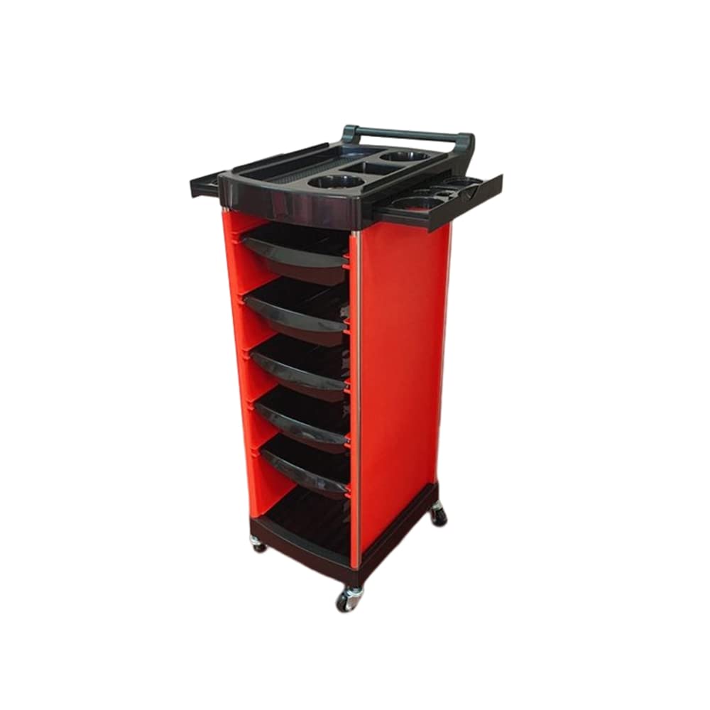 Professional Hair Salon Storage Cart - Multi-Functional Hairdressing Tool Organizer with Hot Dyeing Rack | Rolling Beauty Station for Salon Supplies, Styling Tools & Hair Care Products | Perfect for Salon Organization, Home Styling & Mobile Hair Services (Red)
