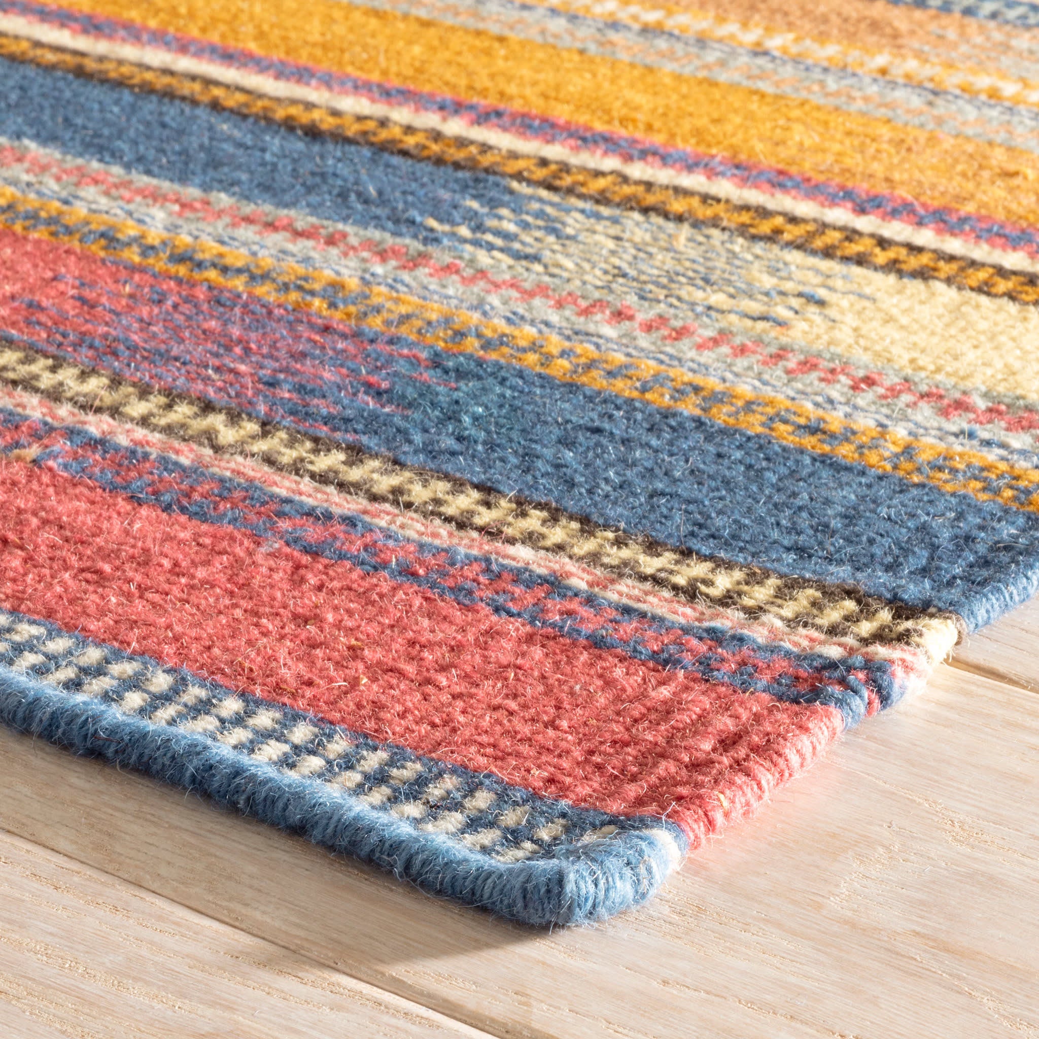 Ashford Kilim Handwoven Wool Rug - Traditional Geometric Design, Durable & Soft, Perfect for Living Room, Bedroom, or Office Decor
